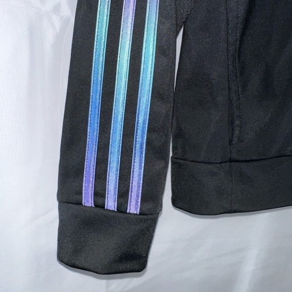 Adidas Zip Up Jacket Black with Tri-blue color Trim Youth L 14 - Picture 3 of 9